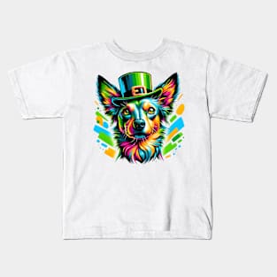 Xoloitzcuintli Enjoys St Patrick's Day in Leprechaun Hat Kids T-Shirt